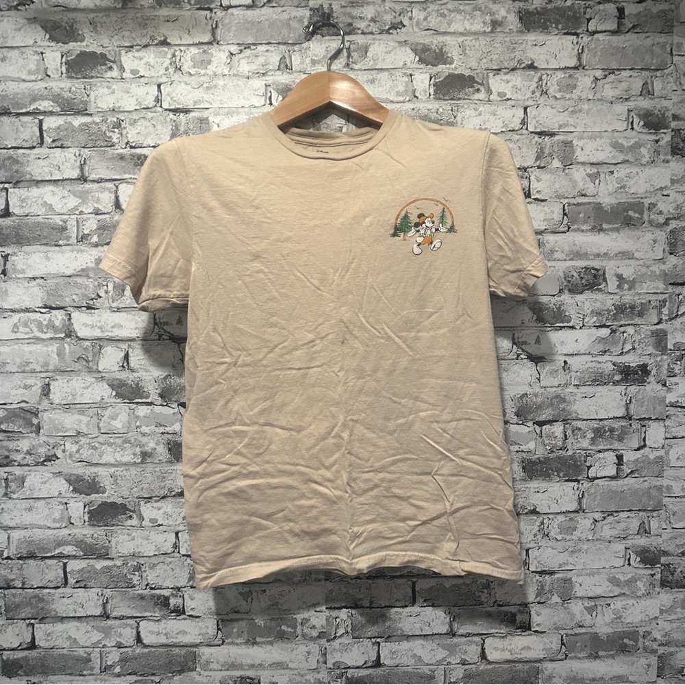 EUC Disney Beige Mickey Mouse Graphic Short Sleeve T-Shirt Size Small